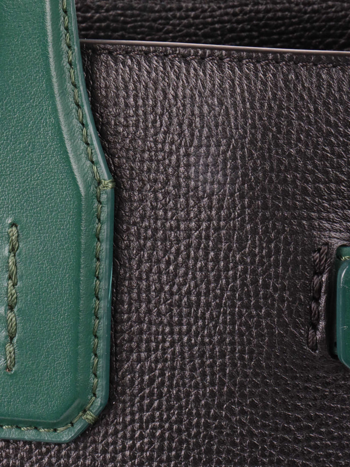 Burberry Black and Green Leather Tote.