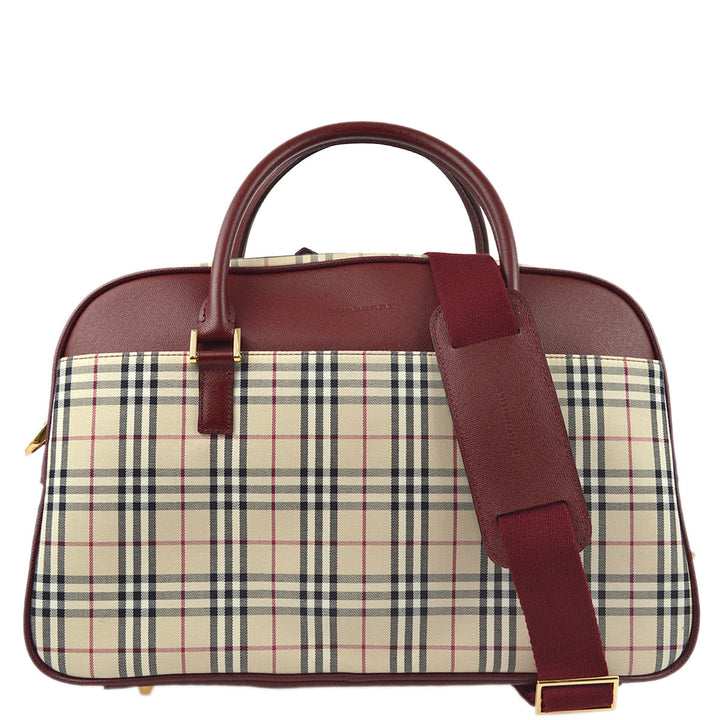 BURBERRY Beige Bordeaux  Check 2way Handbag 181833