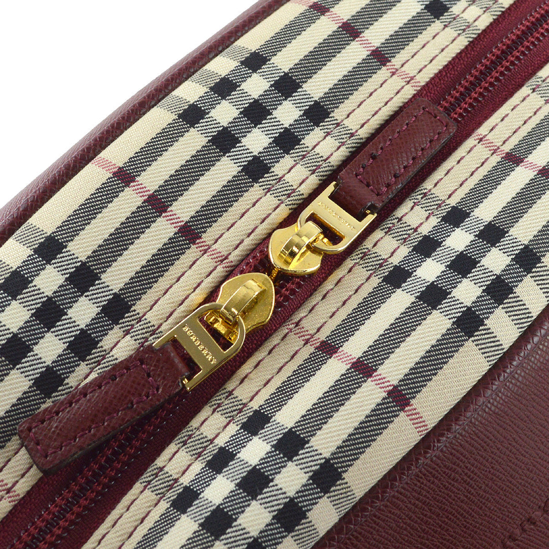 BURBERRY Beige Bordeaux  Check 2way Handbag 181833