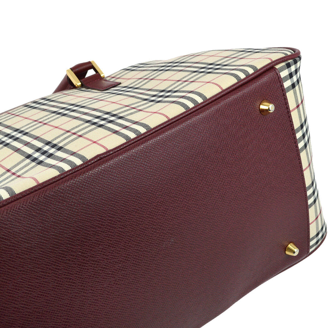 BURBERRY Beige Bordeaux  Check 2way Handbag 181833