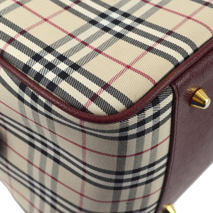 BURBERRY Beige Bordeaux  Check 2way Handbag 181833