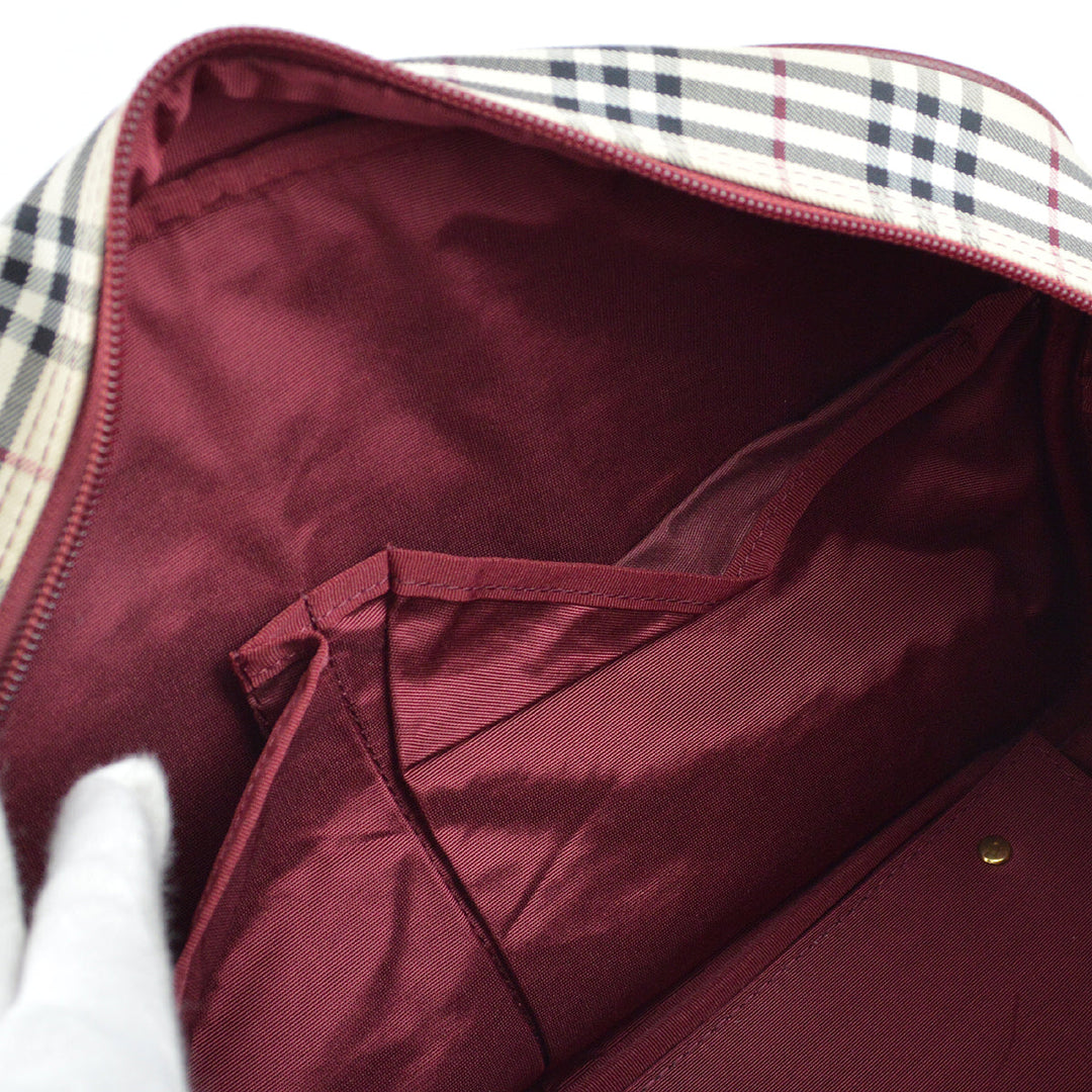 BURBERRY Beige Bordeaux  Check 2way Handbag 181833