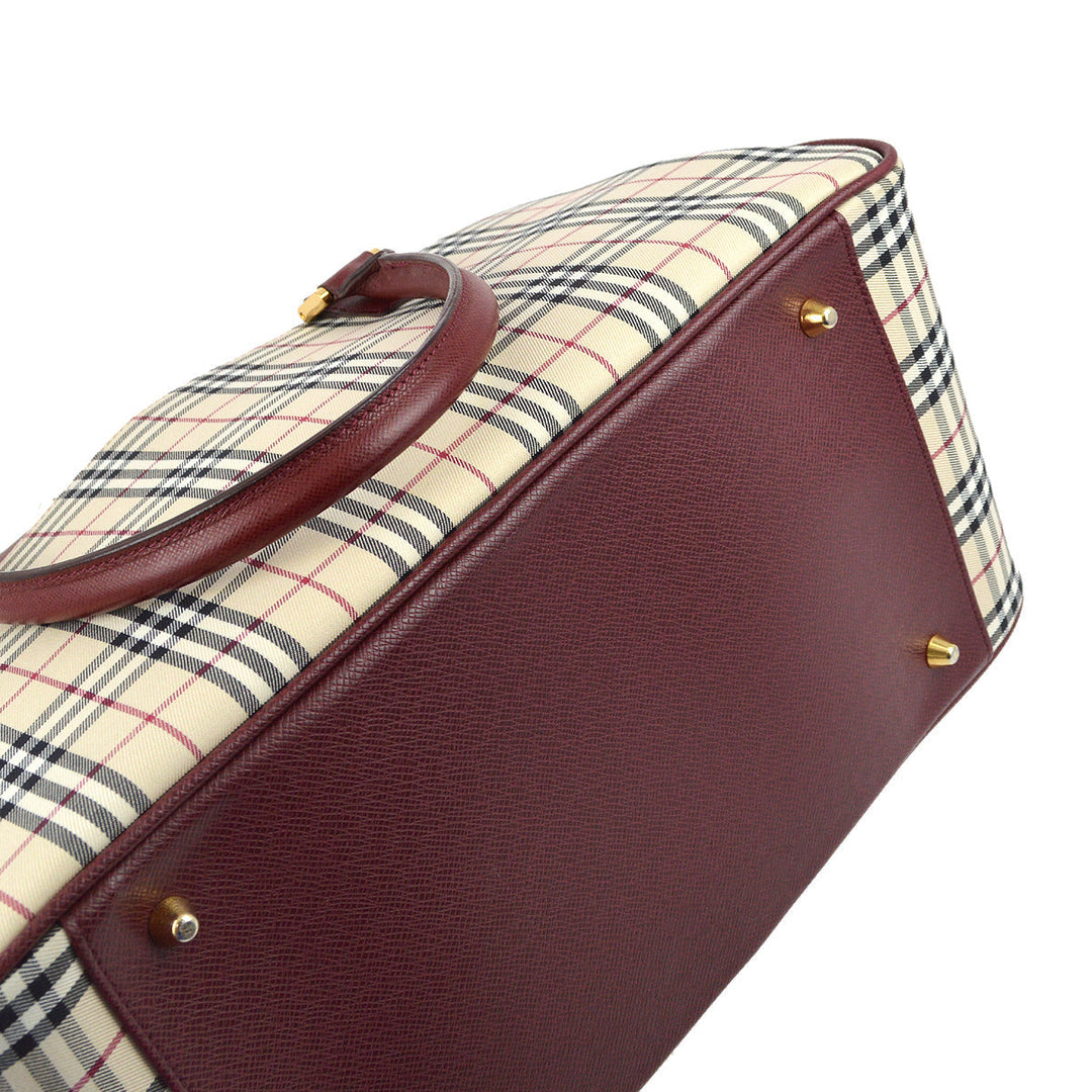 BURBERRY Beige Bordeaux  Check 2way Handbag 182065