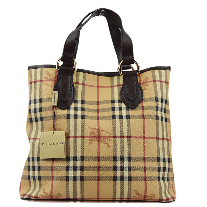BURBERRY Beige House Check Tote Handbag 172436