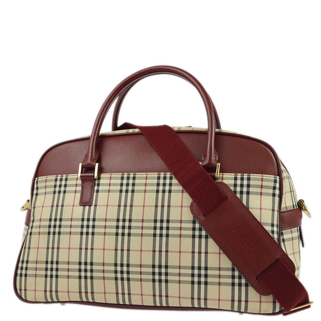 BURBERRY Beige Bordeaux  Check 2way Shoulder Handbag 173011
