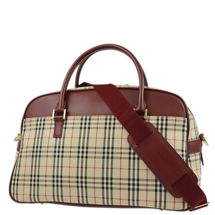 BURBERRY Beige Bordeaux  Check 2way Shoulder Handbag 173011