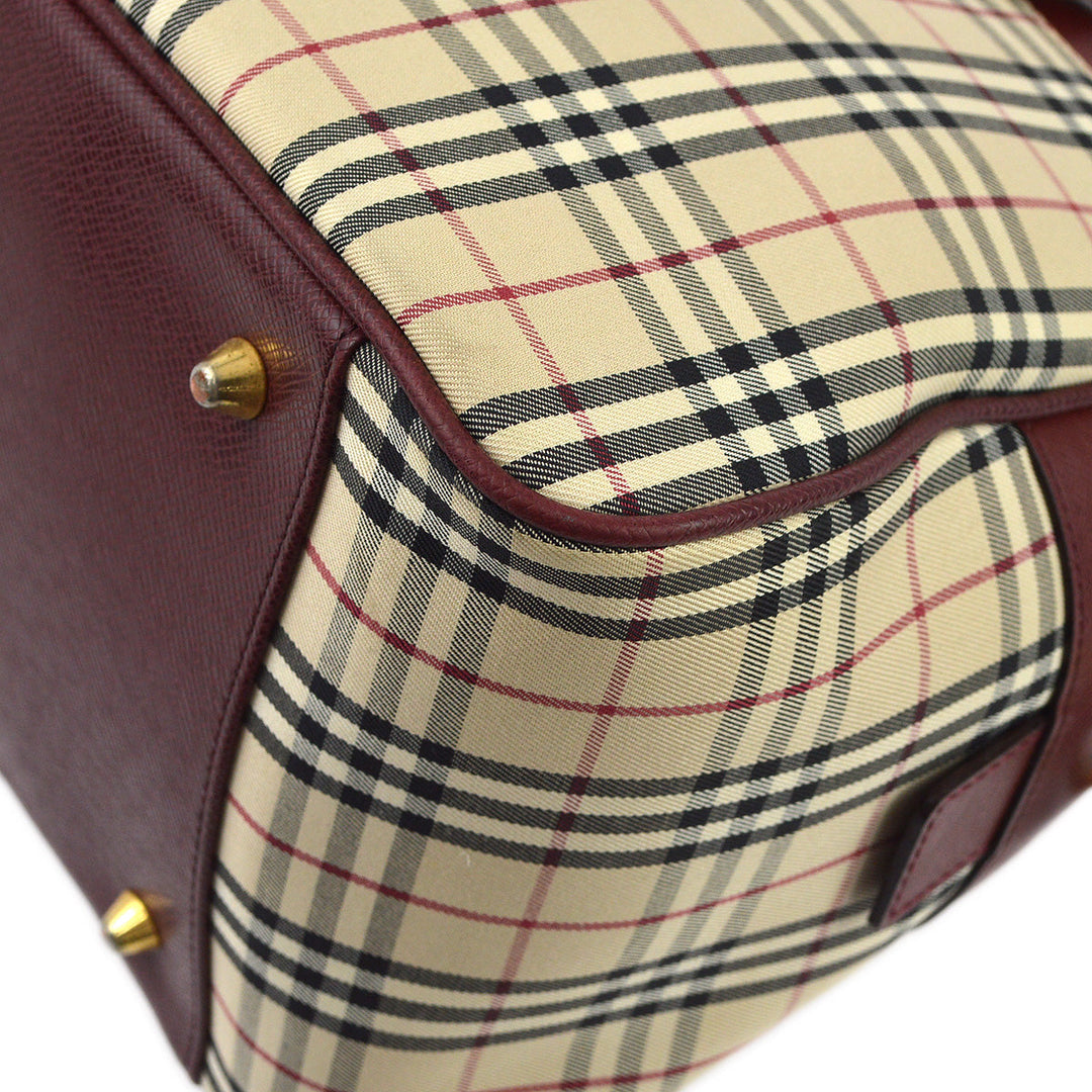 BURBERRY Beige Bordeaux  Check 2way Shoulder Handbag 173011