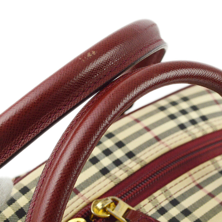 BURBERRY Beige Bordeaux  Check 2way Shoulder Handbag 173011