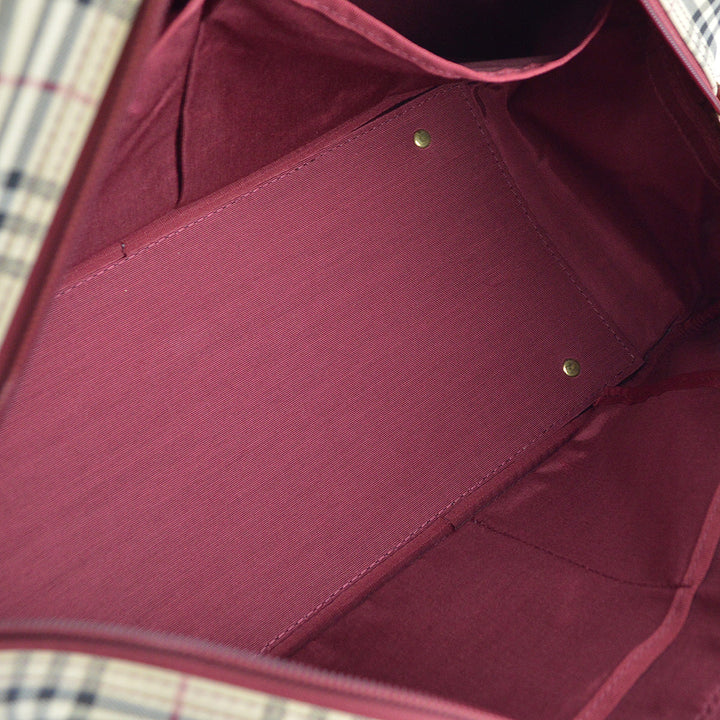 BURBERRY Beige Bordeaux  Check 2way Shoulder Handbag 173011
