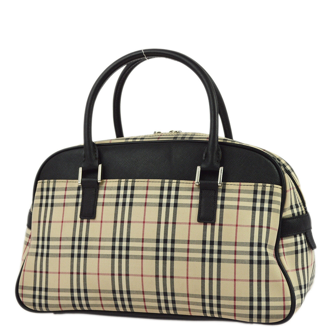 BURBERRY Beige Black  Check Handbag 173012
