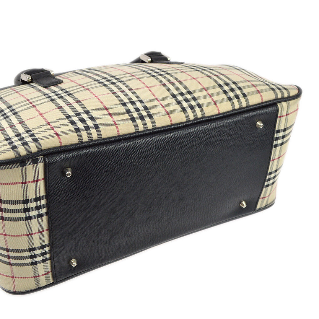 BURBERRY Beige Black  Check Handbag 173012