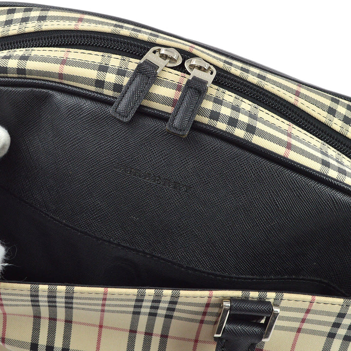 BURBERRY Beige Black  Check Handbag 173012