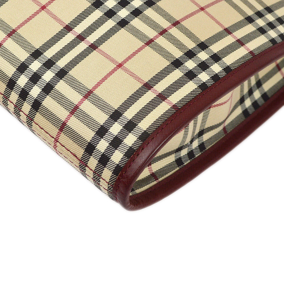 BURBERRY Beige Bordeaux  Check Shoulder Bag 173013