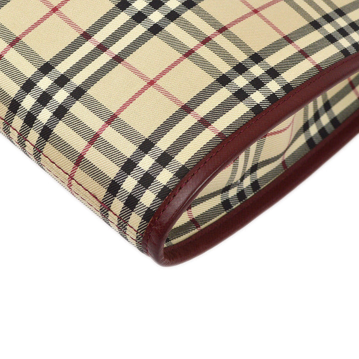 BURBERRY Beige Bordeaux  Check Shoulder Bag 173013
