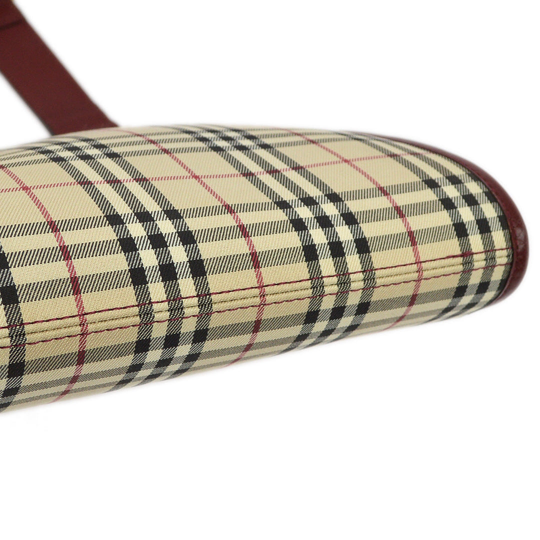 BURBERRY Beige Bordeaux  Check Shoulder Bag 173013