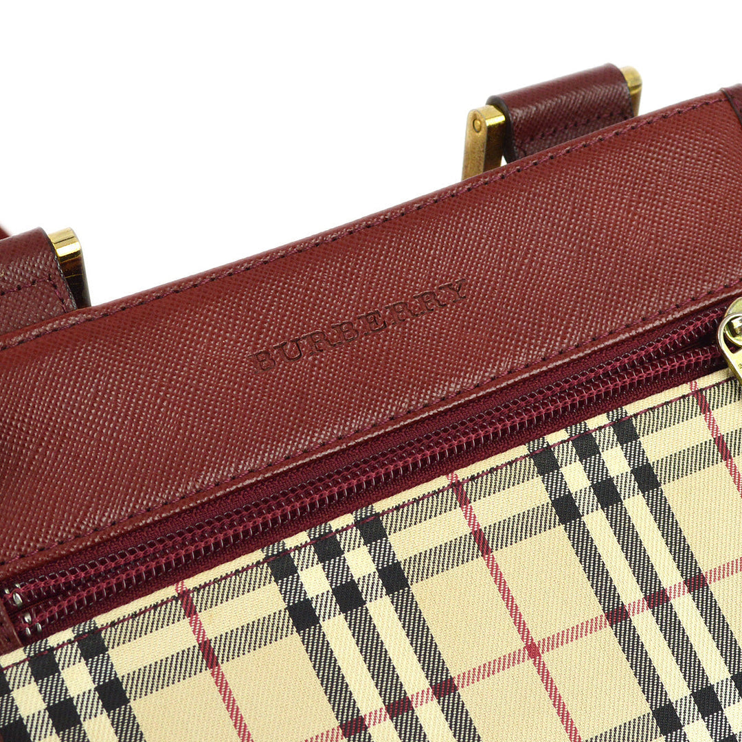 BURBERRY Beige Bordeaux  Check Shoulder Bag 173013