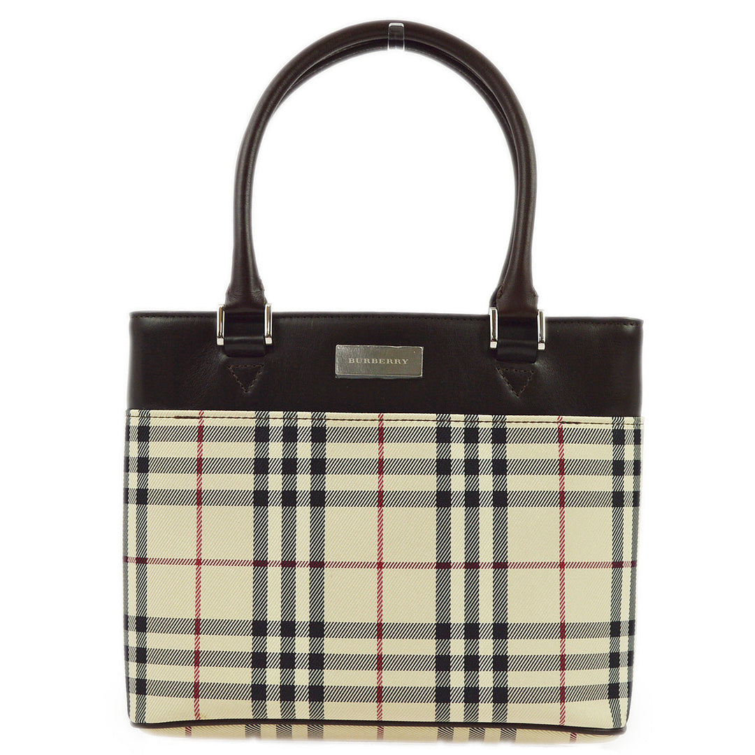 BURBERRY Beige Brown  Check Tote Handbag 173014