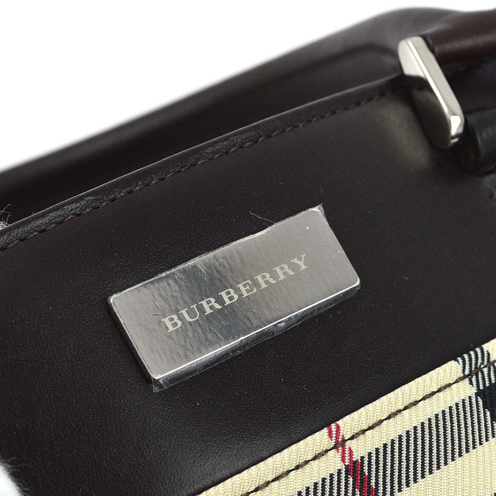 BURBERRY Beige Brown  Check Tote Handbag 173014