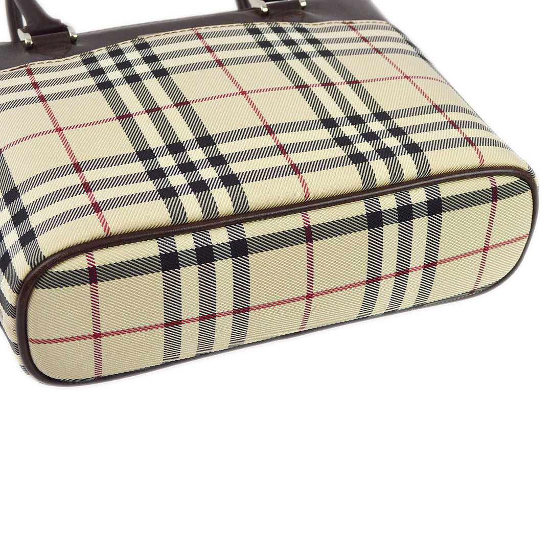 BURBERRY Beige Brown  Check Tote Handbag 173015