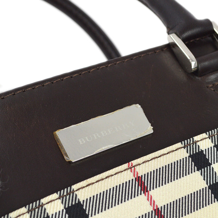 BURBERRY Beige Brown  Check Tote Handbag 173015