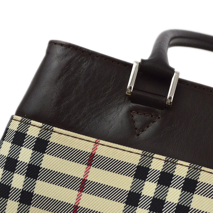BURBERRY Beige Brown  Check Tote Handbag 173015