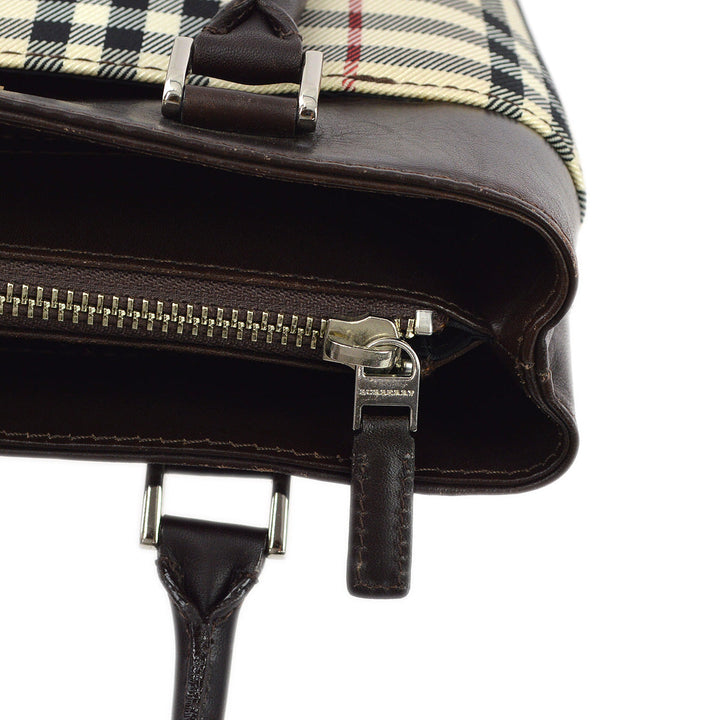 BURBERRY Beige Brown  Check Tote Handbag 173015
