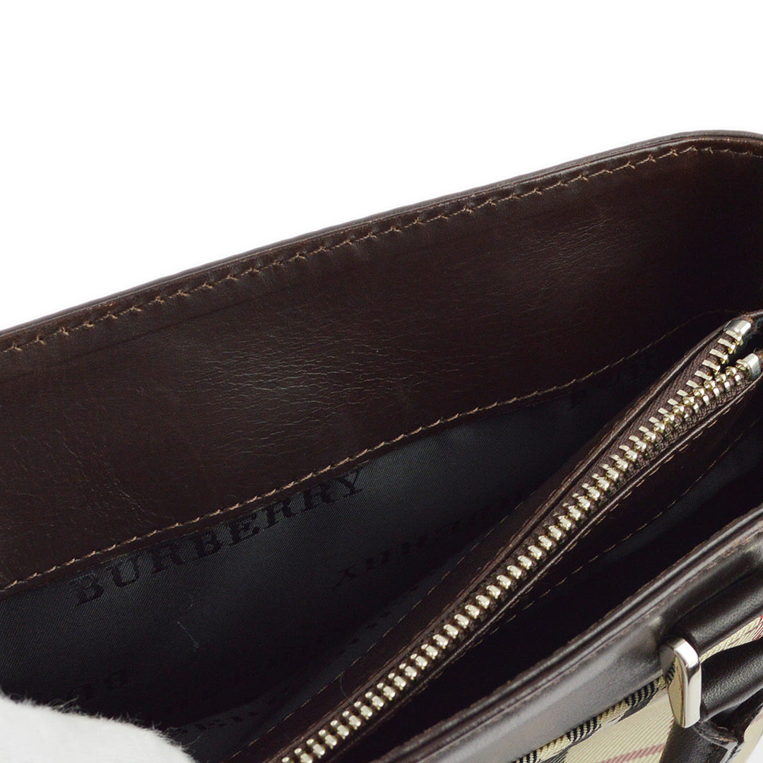 BURBERRY Beige Brown  Check Tote Handbag 173015