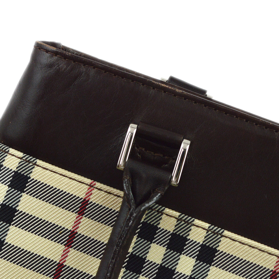 BURBERRY Beige Brown  Check Tote Handbag 173015