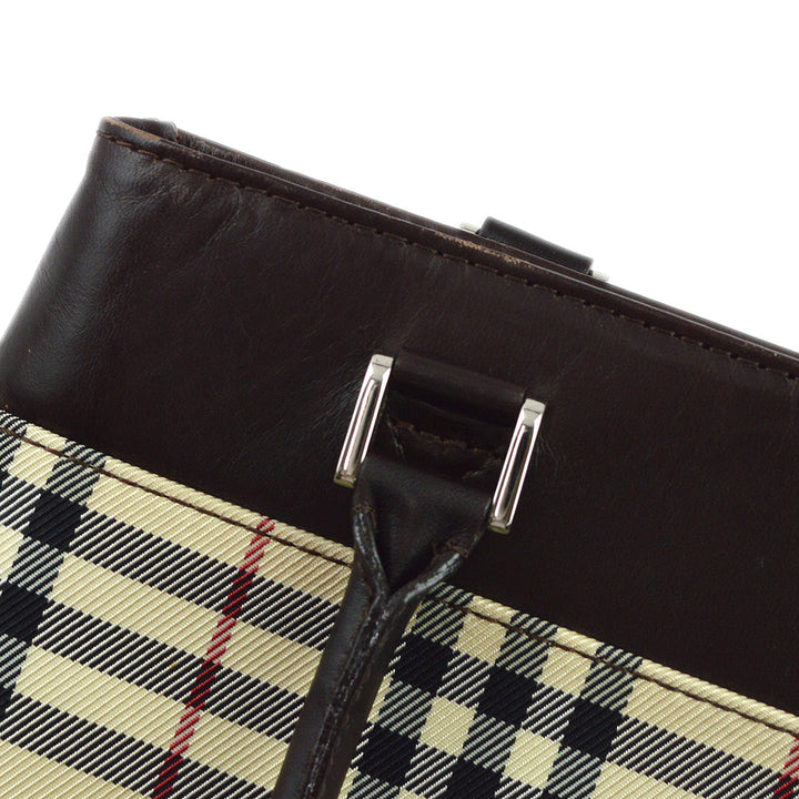 BURBERRY Beige Brown  Check Tote Handbag 173015