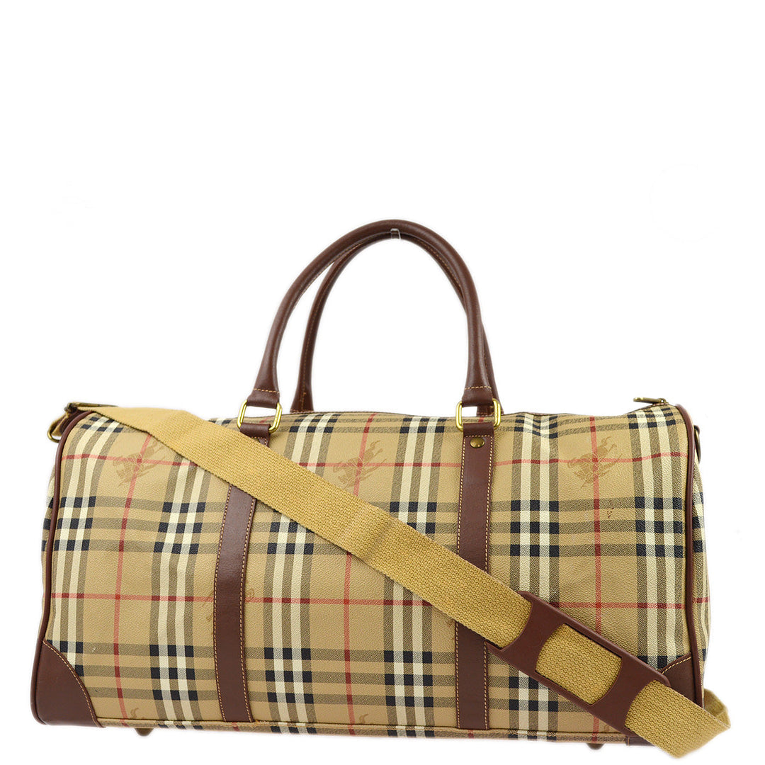 BURBERRY Beige House Check 2way Duffle Shoulder Handbag 173073