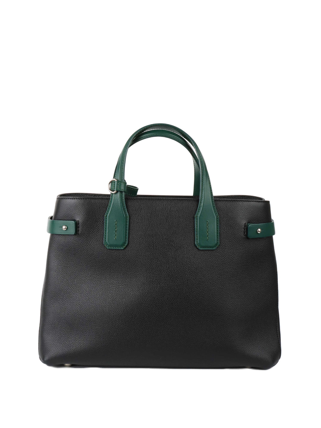 Burberry Black and Green Leather Tote.