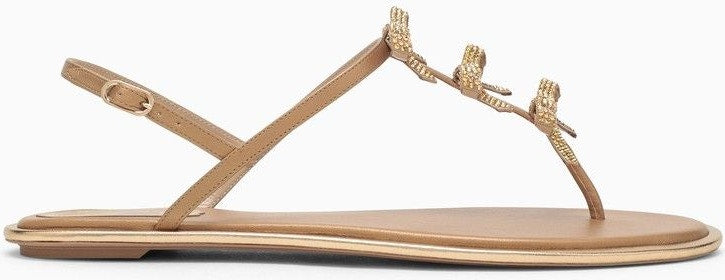 GOLDEN LEATHER SANDAL WITH BOWS