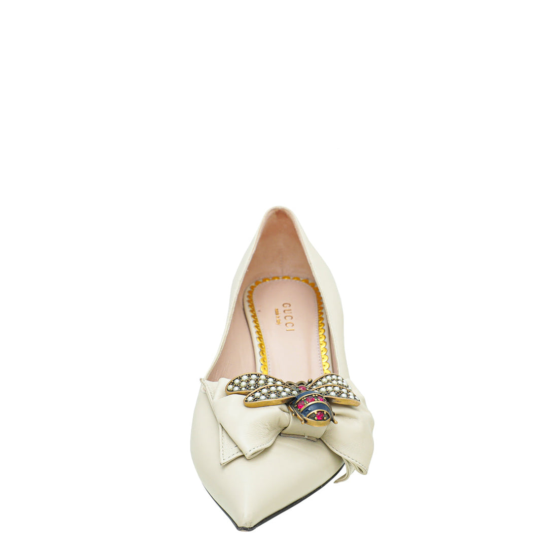 Gucci Cream Nappa Queen Margaret Pump 36.5