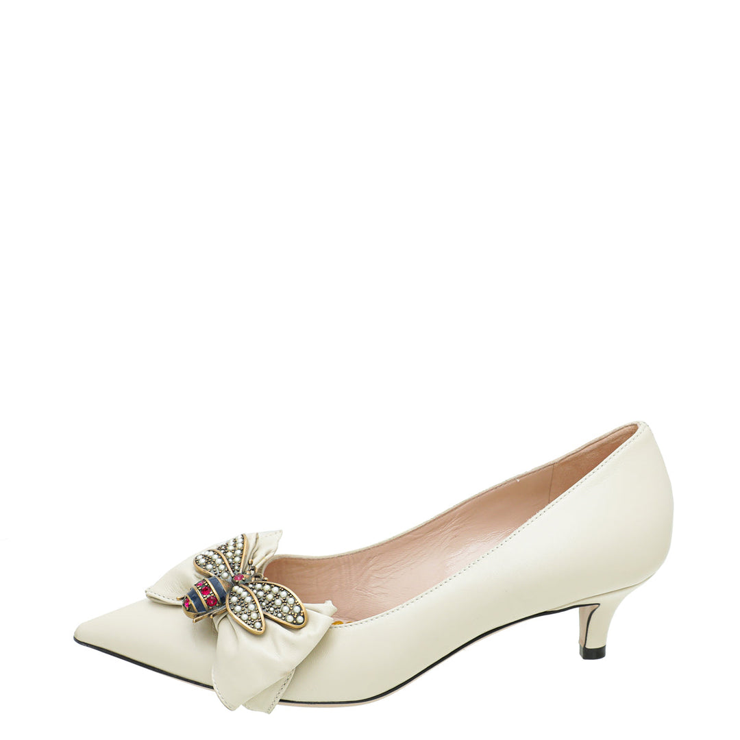 Gucci Cream Nappa Queen Margaret Pump 36.5