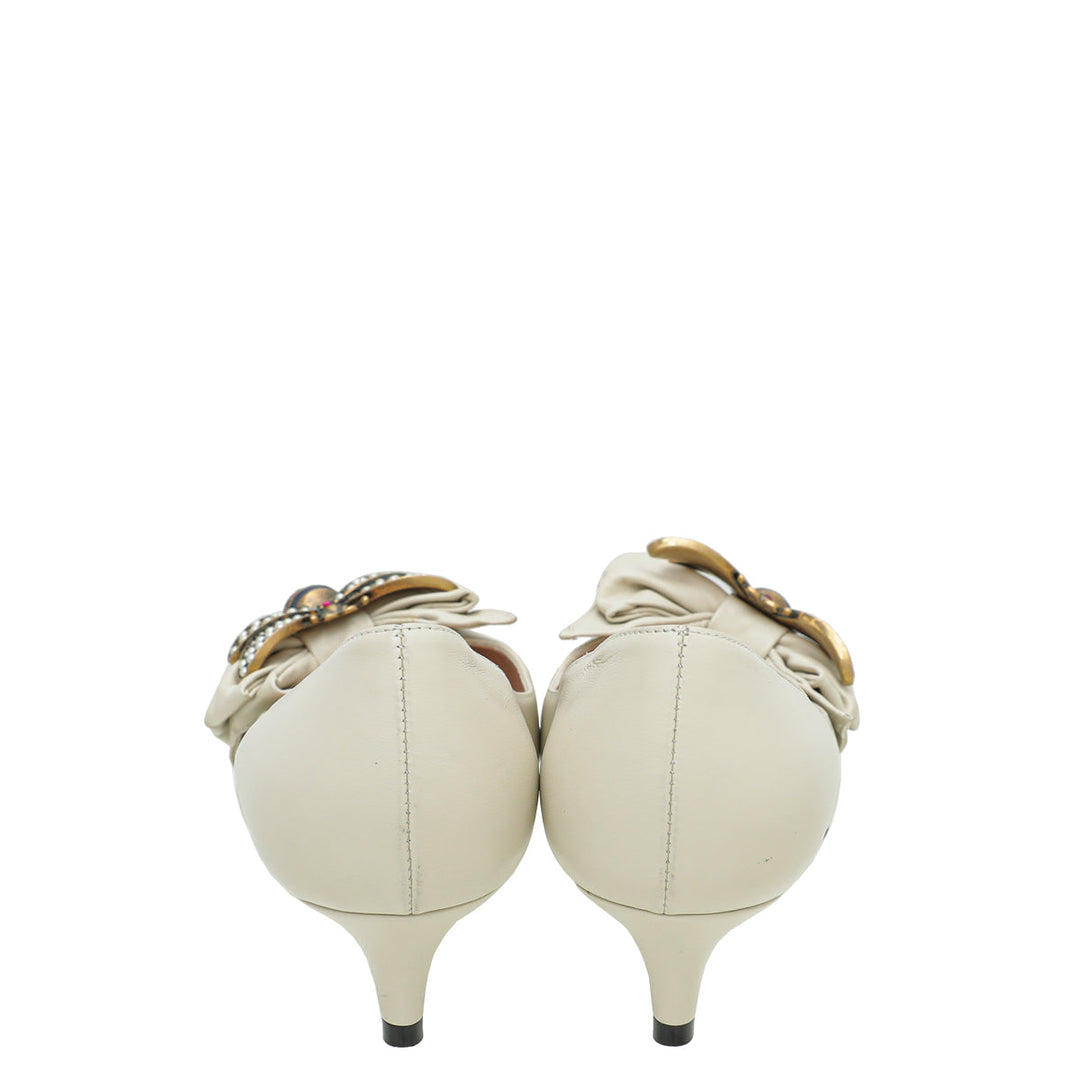Gucci Cream Nappa Queen Margaret Pump 36.5