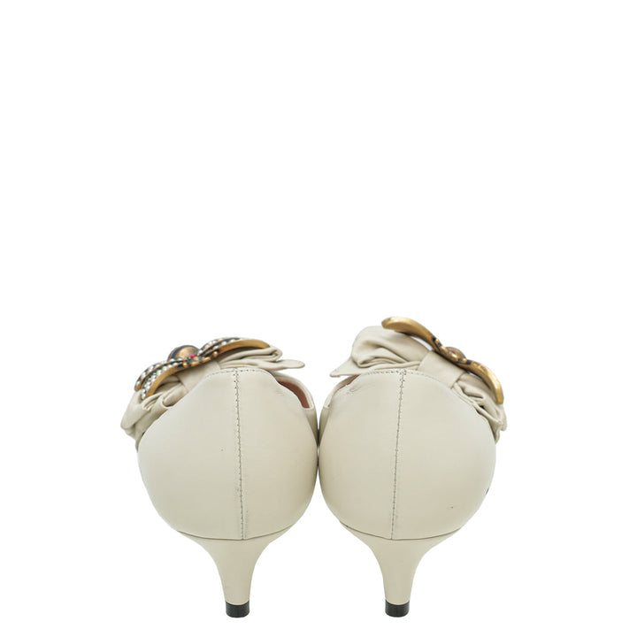 Gucci Cream Nappa Queen Margaret Pump 36.5