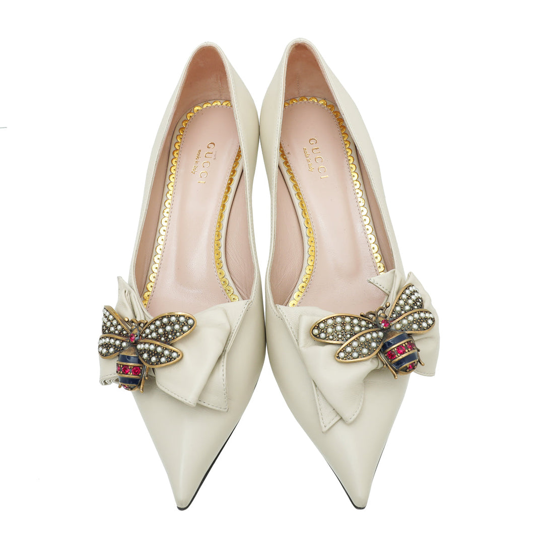 Gucci Cream Nappa Queen Margaret Pump 36.5
