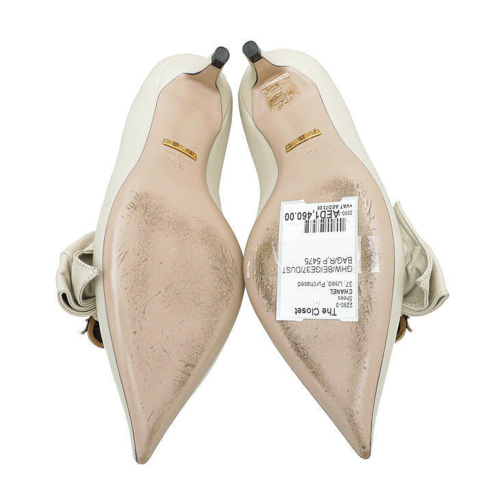 Gucci Cream Nappa Queen Margaret Pump 36.5