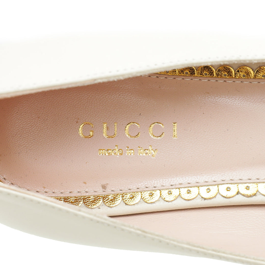 Gucci Cream Nappa Queen Margaret Pump 36.5