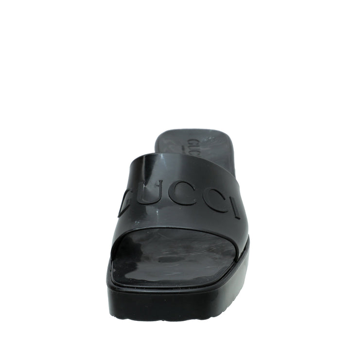 Gucci Black Logo Rubber Slide Sandal 34