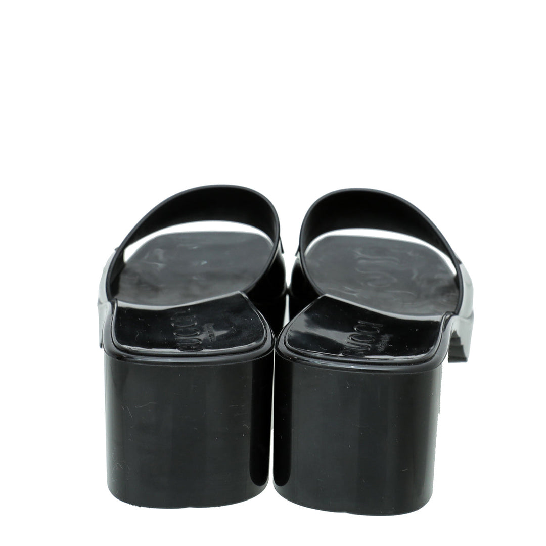 Gucci Black Logo Rubber Slide Sandal 34