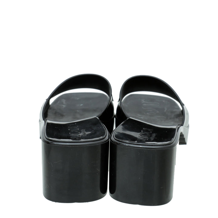 Gucci Black Logo Rubber Slide Sandal 34