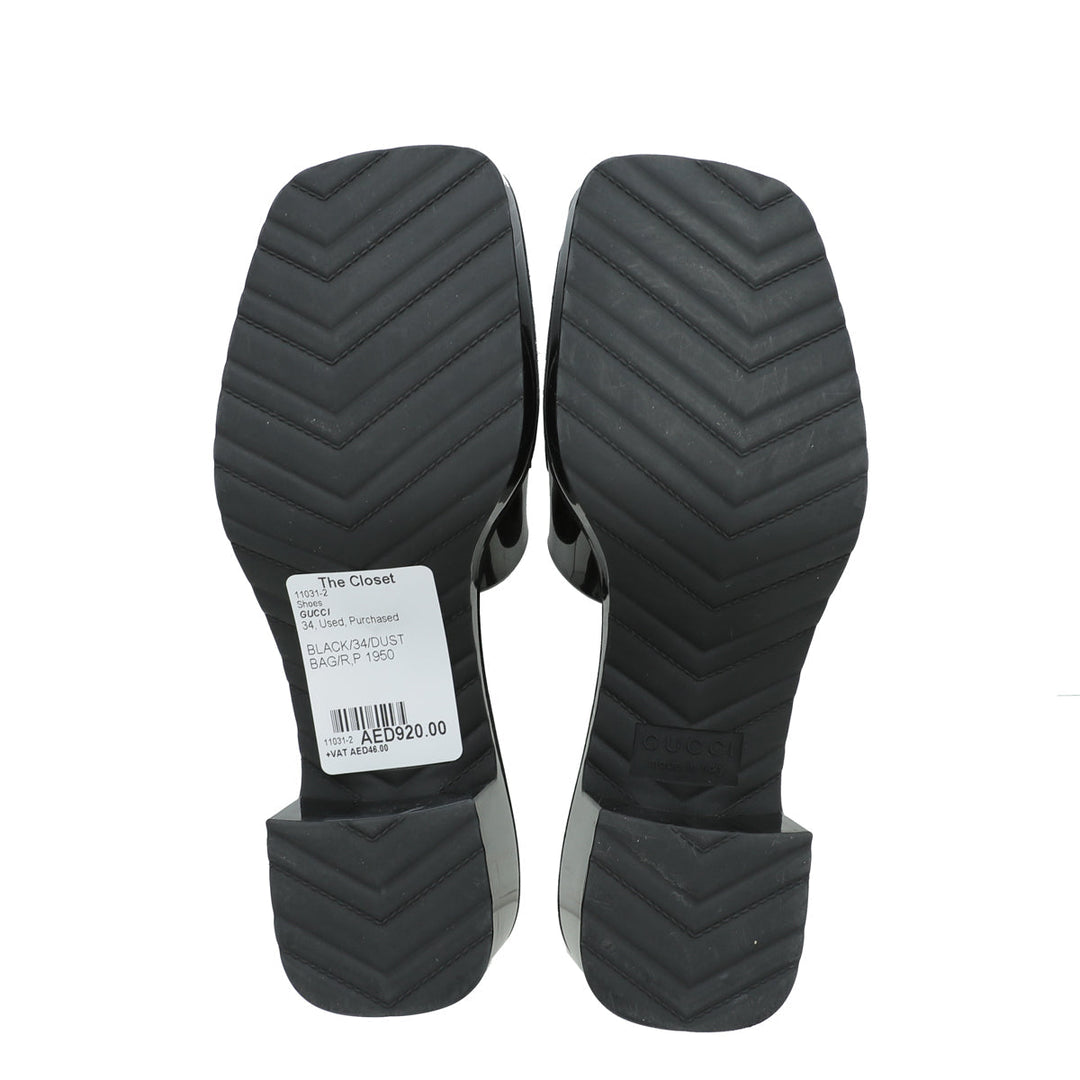 Gucci Black Logo Rubber Slide Sandal 34