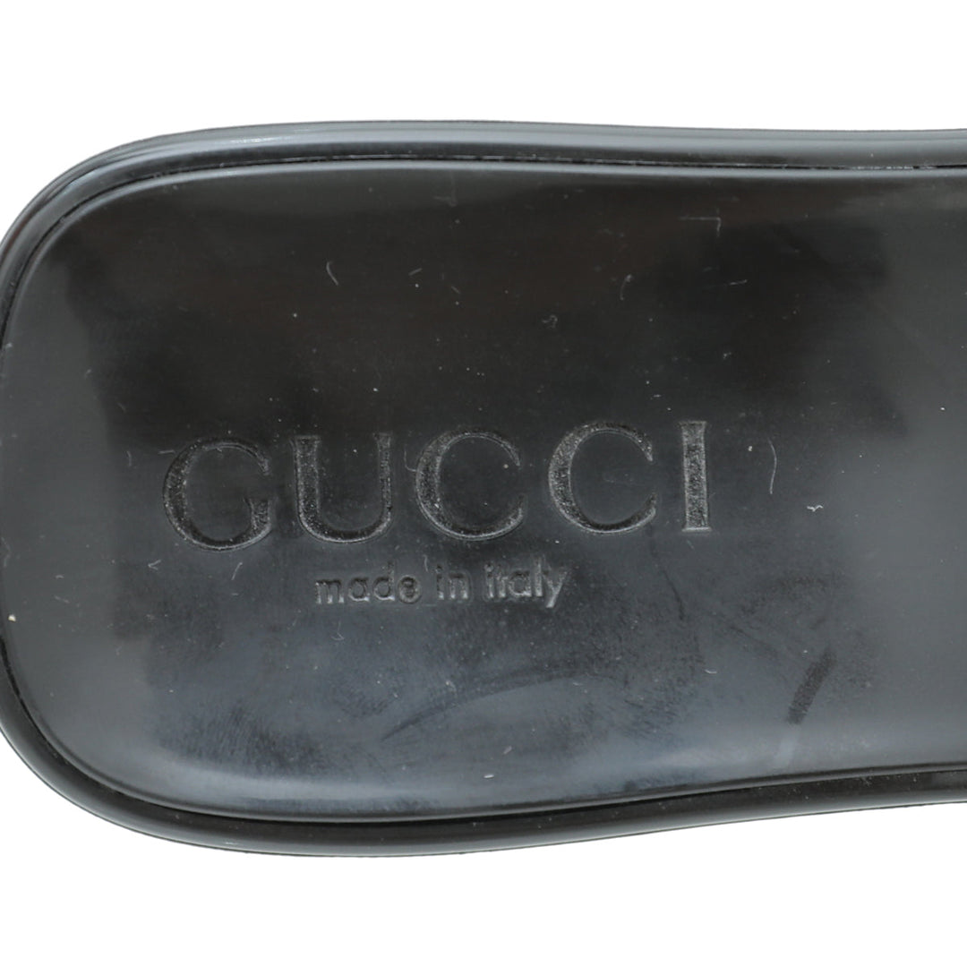 Gucci Black Logo Rubber Slide Sandal 34