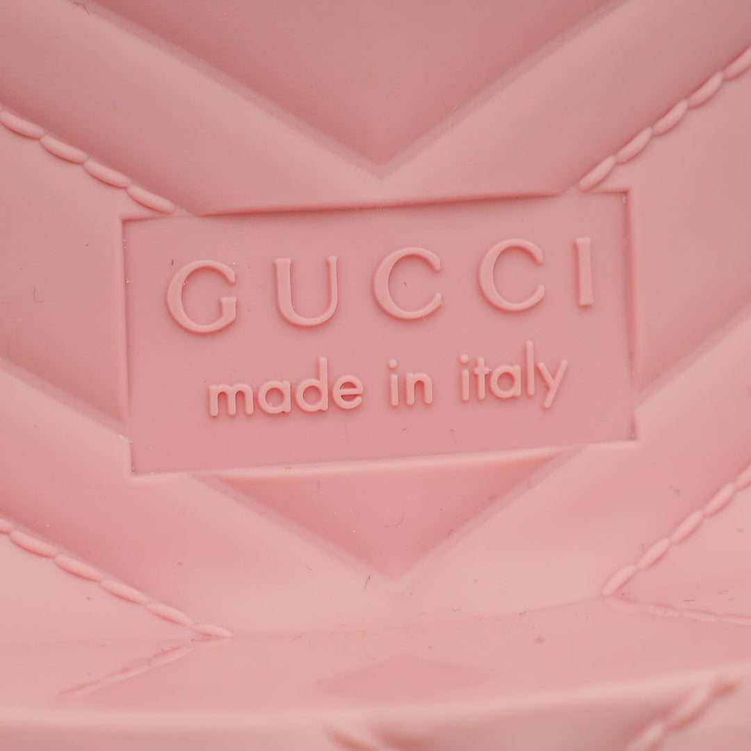 Gucci Pink Logo Rubber Slide Sandal 37