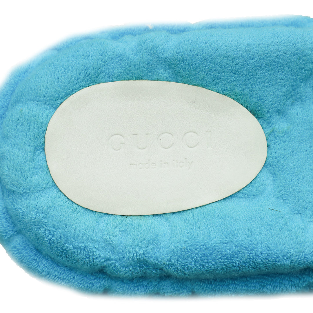 Gucci Sky Blue GG Terry Platform Slides 36.5
