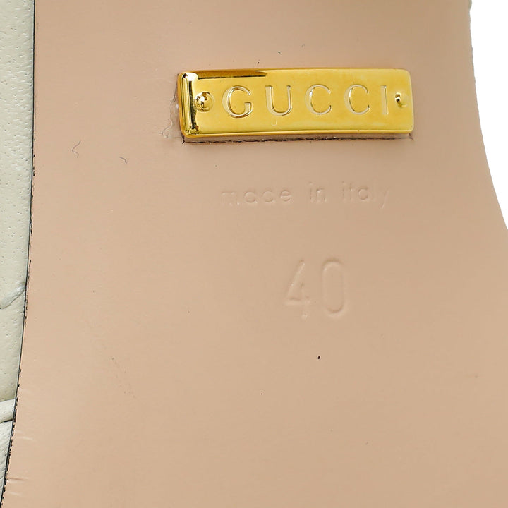 Gucci White Cream GG Marmont Slide Mules 40