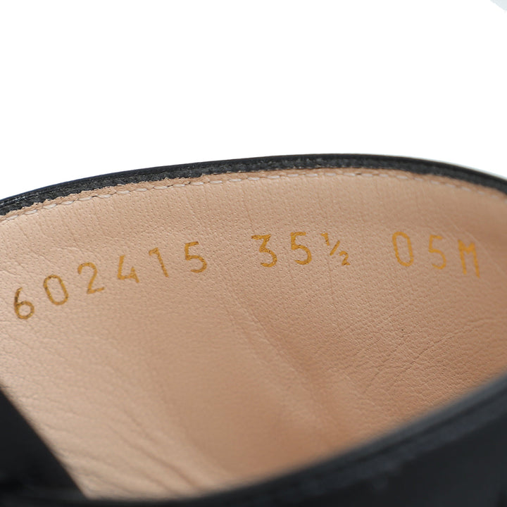Gucci Black Zumi Horsebit Mid Heel Slide Sandals 35.5