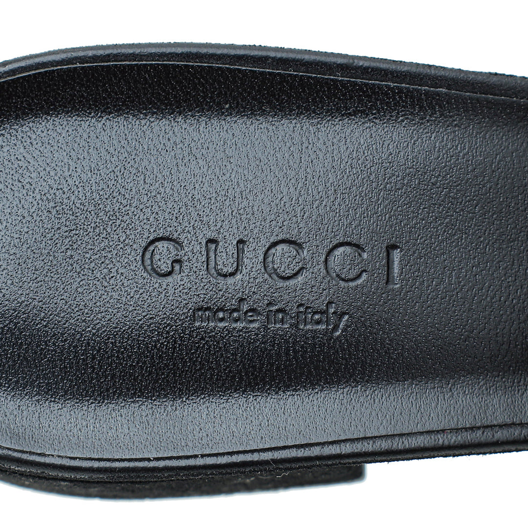 Gucci Black Maxime Suede Horsebit Crystal Mules 36