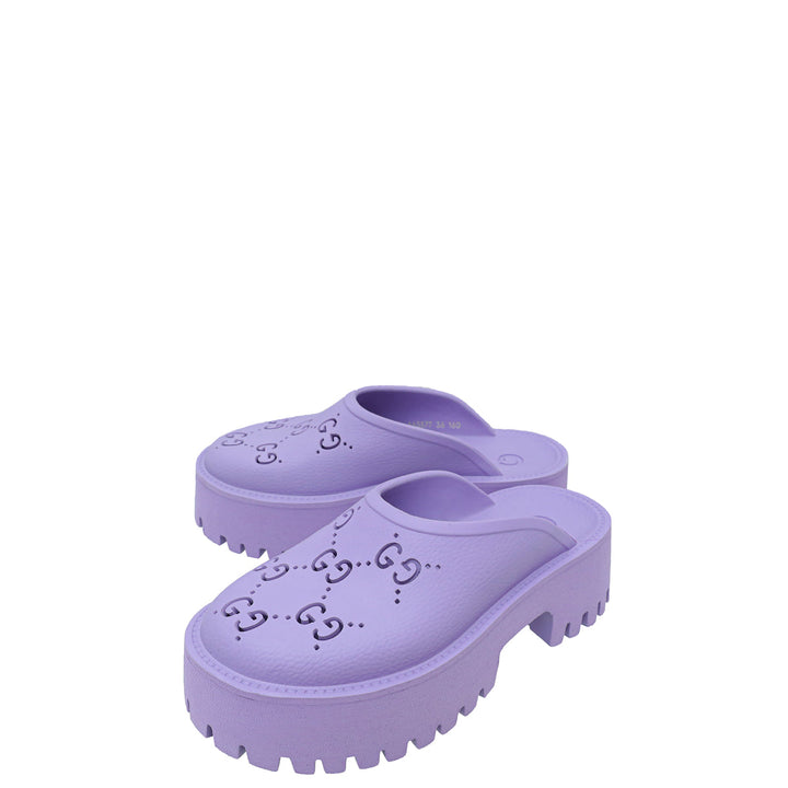 Gucci Purple GG Platform Perforated Sandal 36